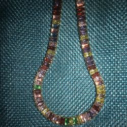 Rainbow Pride Cubic Zirconia Stone Link Necklace 