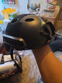 Black Tactical FAST Helmet with Rails