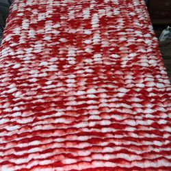 Luxury Minky Blanket Red White Handmade USA Super Soft 62x92