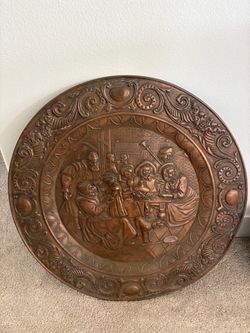 Large Embossed Copper Wall Plate
