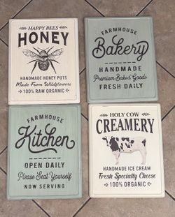 Four Metal Farmhouse Signs