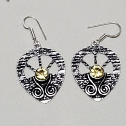 Silver Earrings With Citrine Stones 