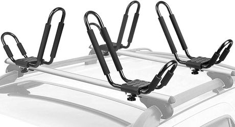 Leader Accessories Kayak Rack 2 Pair J Bar for 2 Kayaks, 150 lbs Capacity Kayak Carrier for Canoe, SUP, Surfboard, Fits SUV Car Truck Crossbar with 4