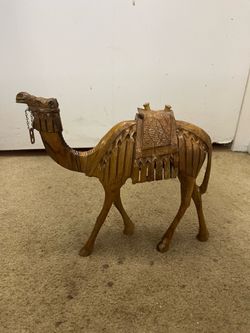Vintage Hand Carved Camel Statue Egyptian