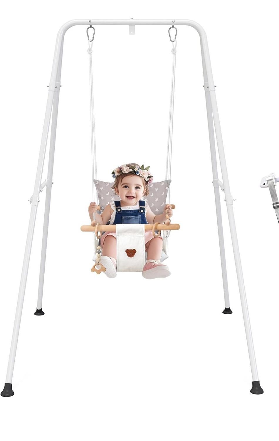 Baby Toddler Swing, Baby Indoor Outdoor Toddler Swing Set (White) (J30)