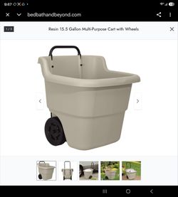 Resin 15.5 Gallon Multi-Purpose Cart with Wheels