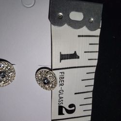 Pierced Round Silver Tone Earrings
