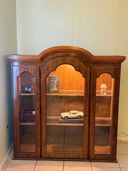 Wood China Cabinet with Glass Doors