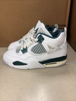 NIKE Air Jordan 4 Retro Basketball Shoes Youth 3.5 Oxidized Green White