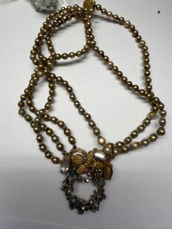 Vintage Miriam Haskell Multi-Strand Pearl Rhinestone Necklace C-11
