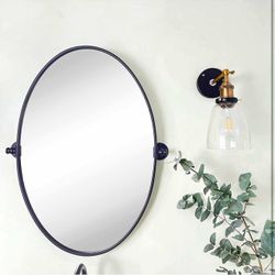 20x30”  Black Oval Metal Pivot Bathroom Vanity Mirror Tilting Beveled O-51
