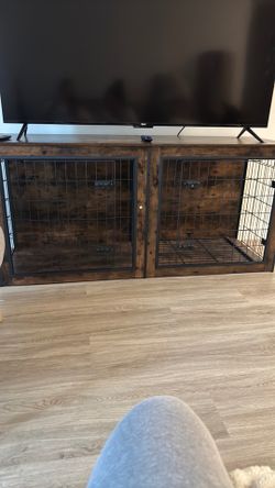 Oak Wood Brand New Double Dog Kennel Furniture Style/Tv Stand