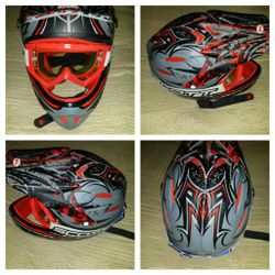 Bell helmet & googles.