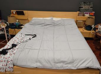Full Size Platform Bed Frame with Storage Headboard