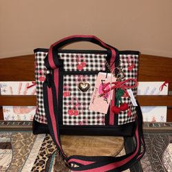Luv Betsey Checkered Cherries Tote