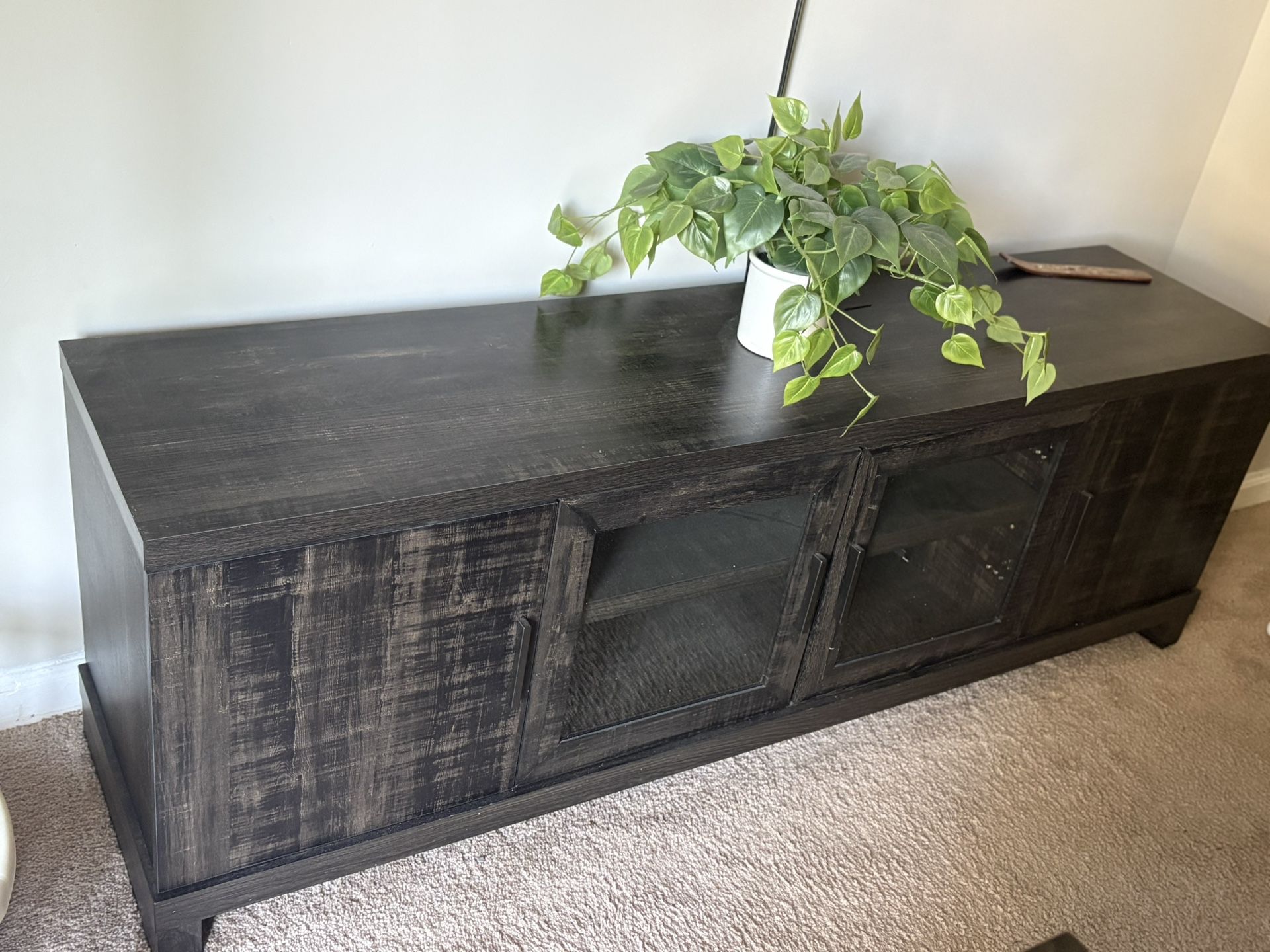 Modern Dark Wood TV Stand / Media Console with Storage