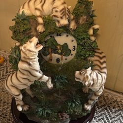 White Tiger Clock Statue