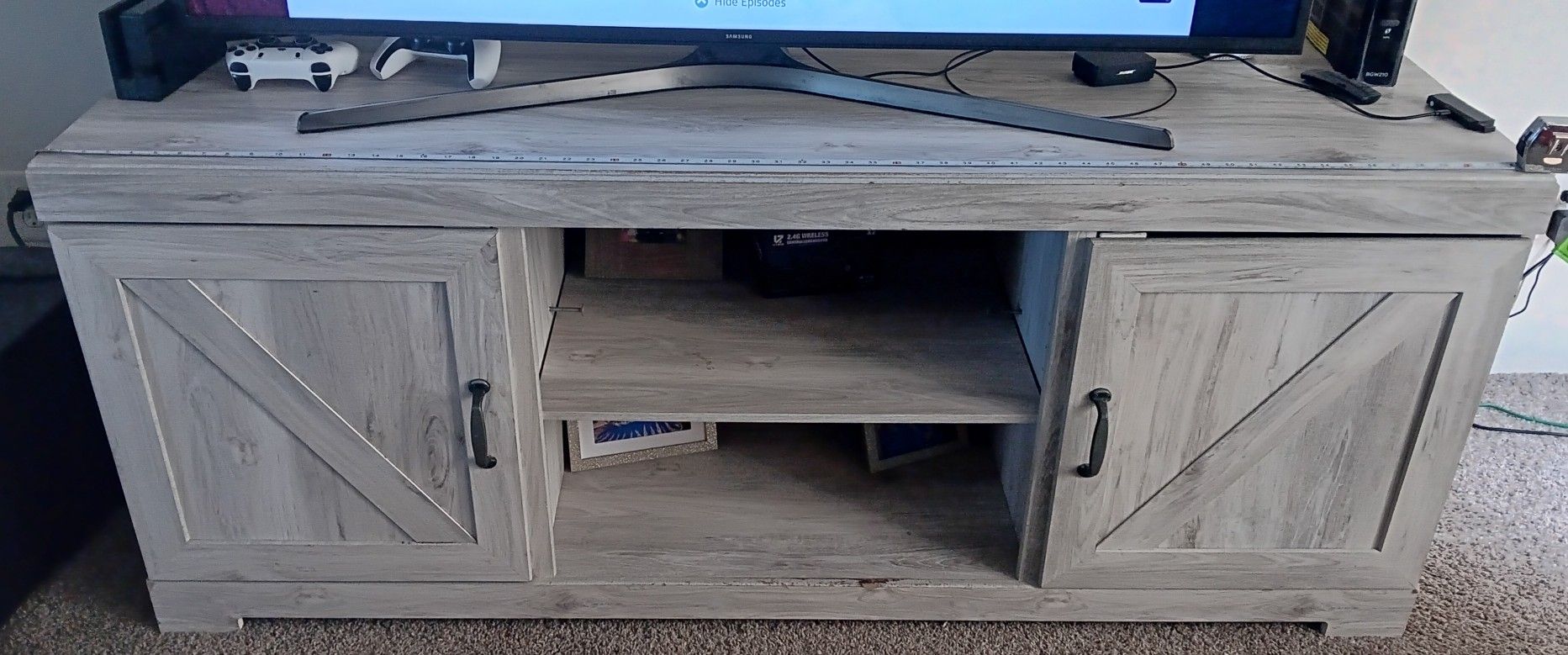 Rustic White/Gray Entertainment Center