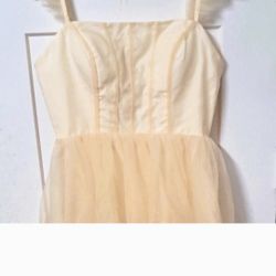 Cream Colored Corset Top Tulle Tiered Maxi Dress - Size Medium