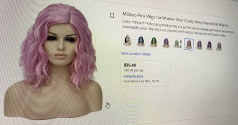 Midi so soft pink curly Long Bob costume Wig! 