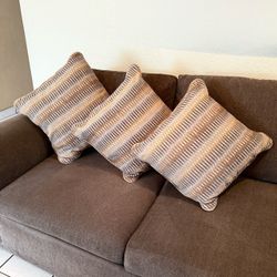 🛋️ Three Decorative Throw Pillows - Neutral/Gray/Beige/Tan