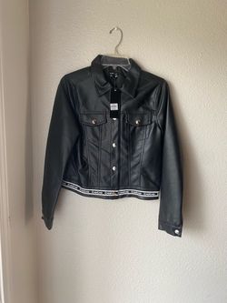 Brand New Woman’s Bebe brand Black Leather Jacket Up For Sale