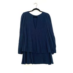 Free People Blue Layered V Neck Long Sleeve Blouse