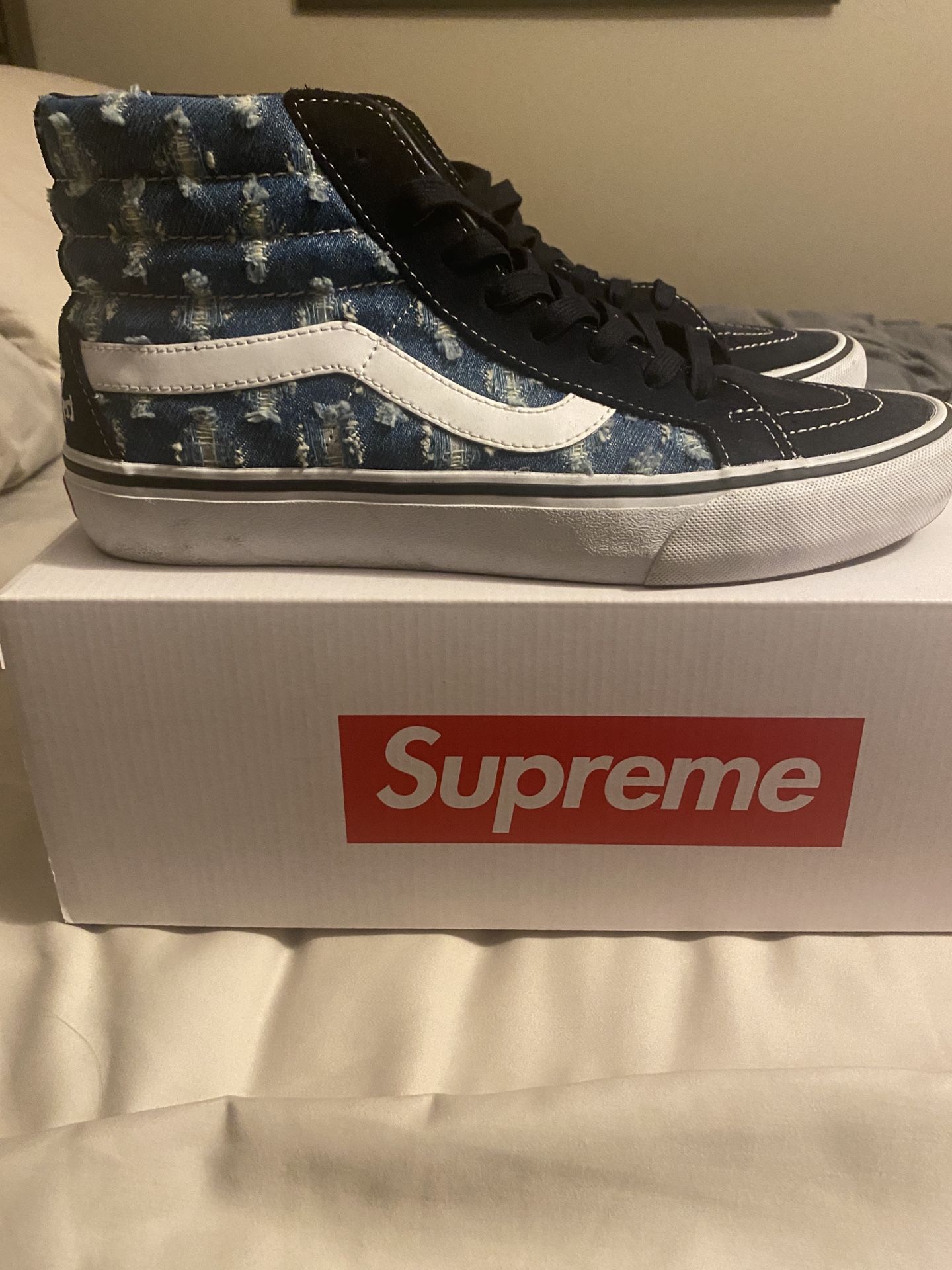 Supreme x Vans ‘Blue Punch Hole Denim’ Size 10