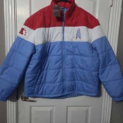 Houston Oilers 2xl Mitchell and Ness Vintage Logo Puffer Jacket 