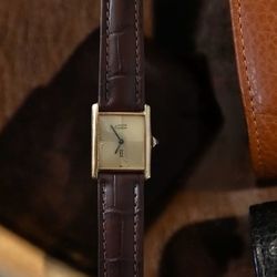 Vintage Cartier Tank 925 Argent Gold Plated  Unisex Watch