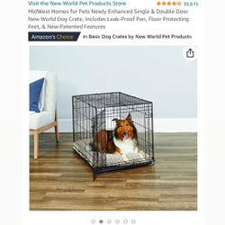 36” Single Door New World Dog Crate, Includes Leak-Proof Pan, Floor Protecting Feet