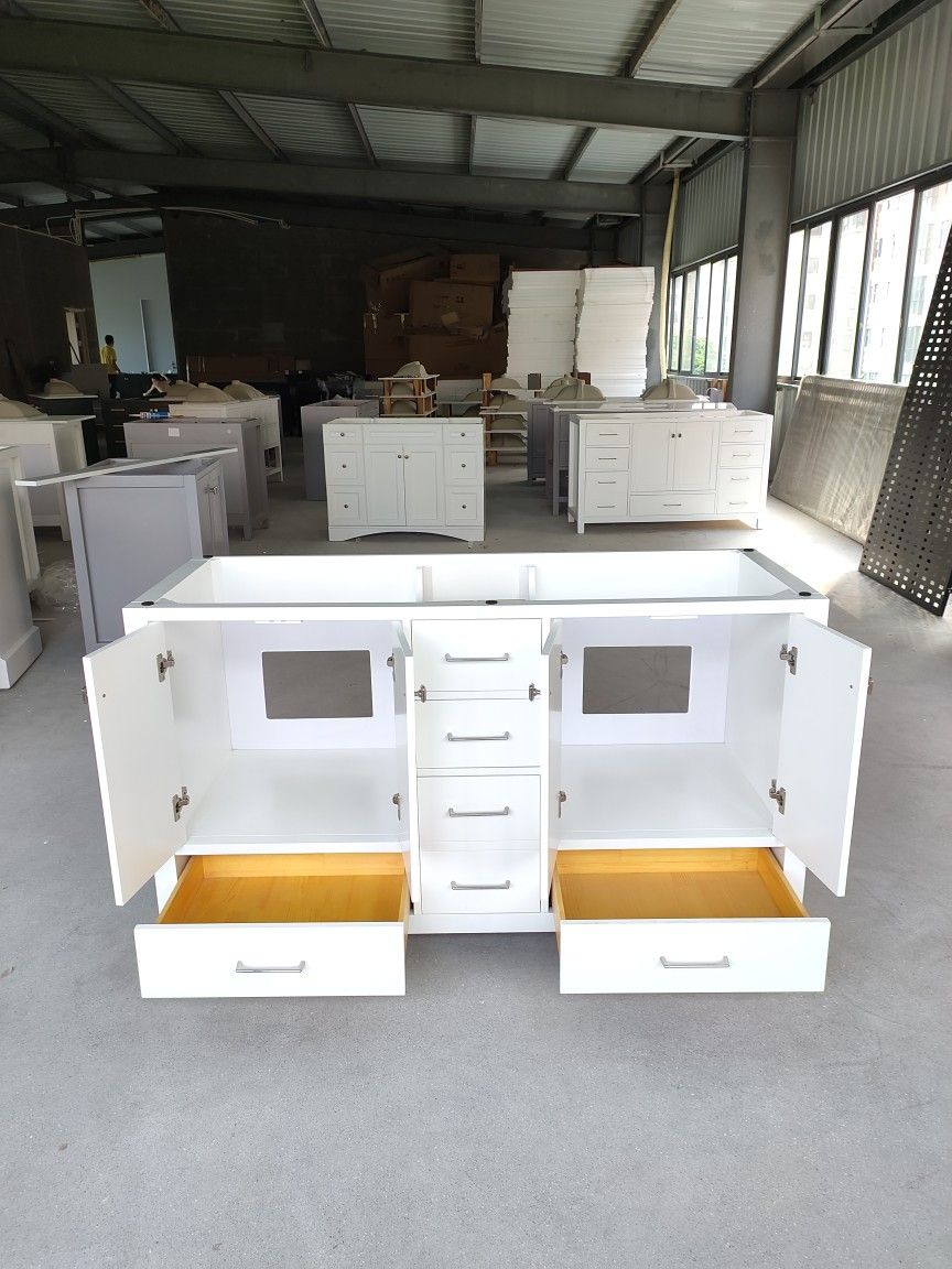 60 inch White Bathroom Vanity Base #10060 big clearance sale