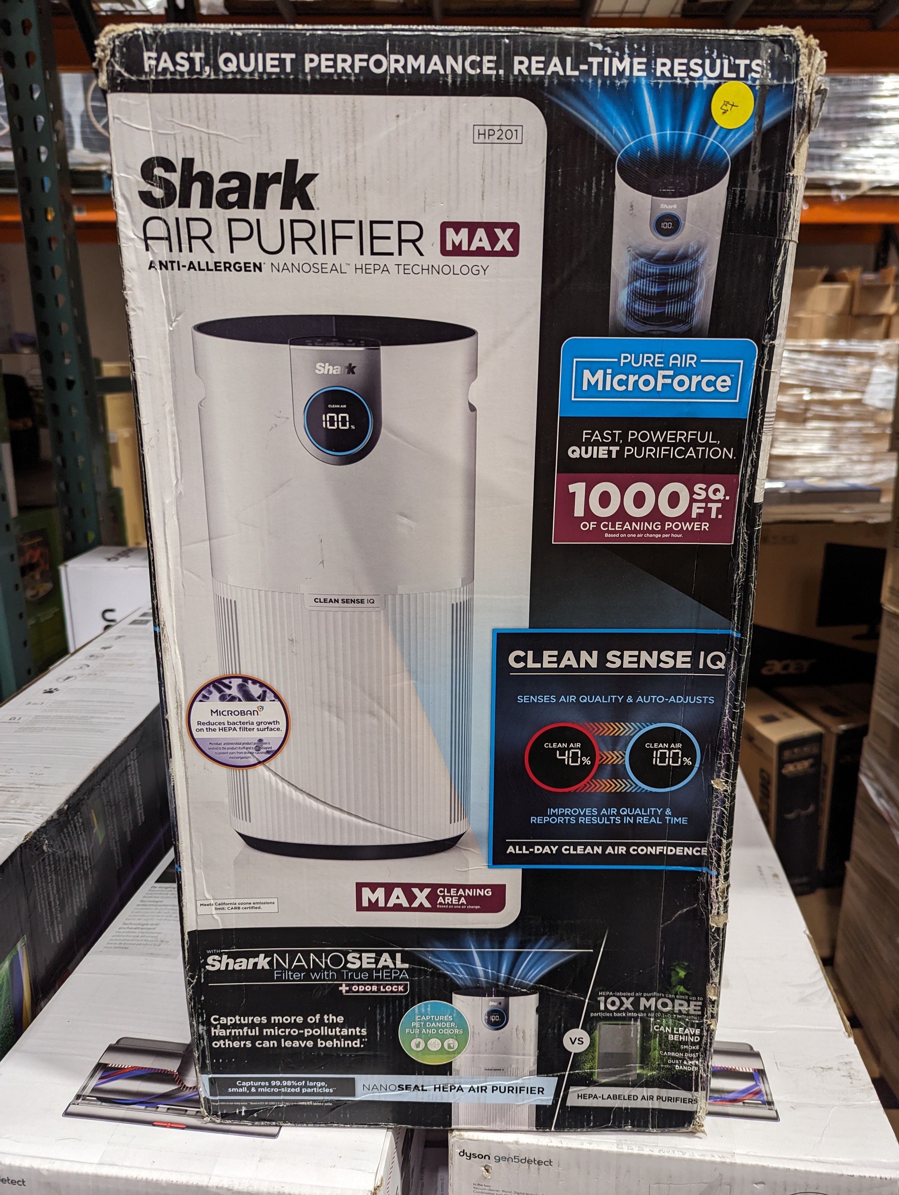 Shark Air Purifier MAX with Nano Seal HEPA, Cleansense IQ, Odor Lock,1000 Sq. ft., White HP200