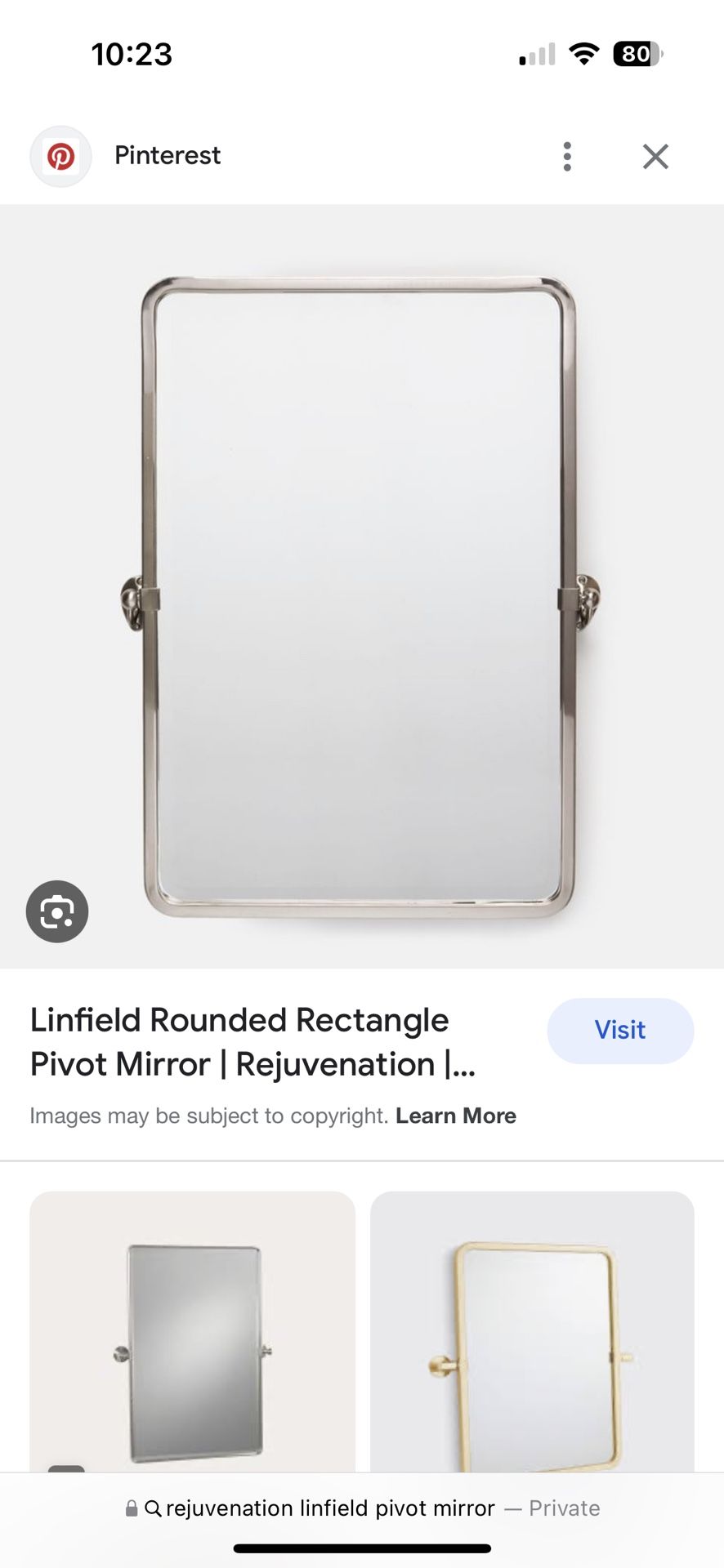 Rejuvenation Linfield Rounded Rectangle Pivot Mirror Polished Chrome 21.5” x 32”