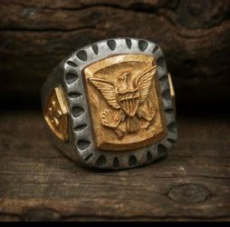 Men’s stainless steel American eagle ring