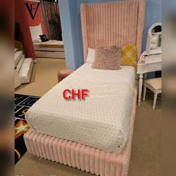 New fur chenille fabric Pink color twin bed frame