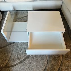 Glossy White Coffee Table with Glass 