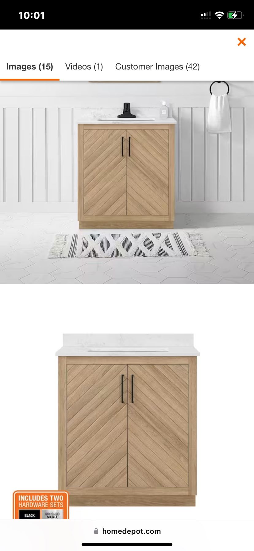 30” Bathroom Vanity With Engineered Marble Top