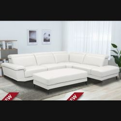 Rio White Sectional W/Ottoman---$899---Unreal Pricing!!!---No Credit Needed 