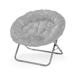 Urban Lifestyle Micromink Oversized Moon Chair, Metal, Grey