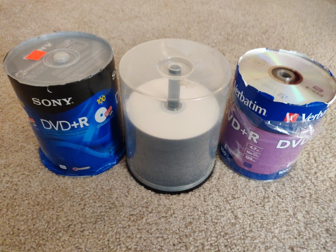 Sony and Verbatim Mixed brands 250+ discs DVD+R blank recordable media.