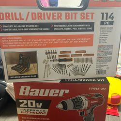 Bauer 20 Volt Drill And Drill Bit Set