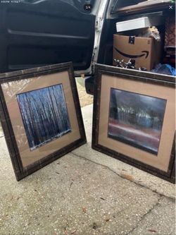 2 framed picture lithograph large