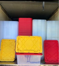 Plastic Storage Bins with Lids- 27 gallons clear bins
