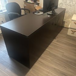 70 Inch Heavy Desk With File Cabinet Drawers. 