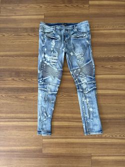 Biker Jeans 40 Waist Acid Wash 