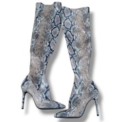 Jessica Simpson Shoes Sz 9M Jessica Simpson Livelle Thigh High Snake Print Boots  