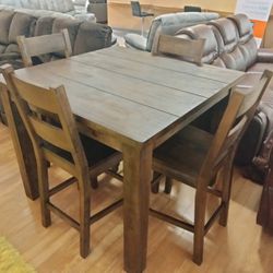 WOOD BAR HEIGHT TABLE AND CHAIRS! $499 ONLY! WOW