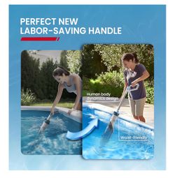 Pro Cordless Pool Vacuum - 18.5 GPM Powerful Suction, 70min Runtime & 13.4" Wide Head, XL Capacity Handheld Rechargeable Pool Cleaner for Inground/Abo