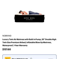 Luxury pillowtop double height twin mattress